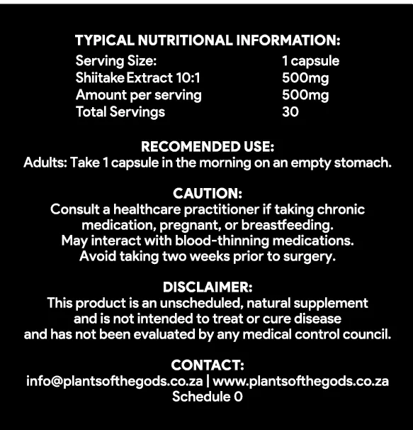 Shiitake Extract 10:1 - 500mg 30 Caps - Image 2