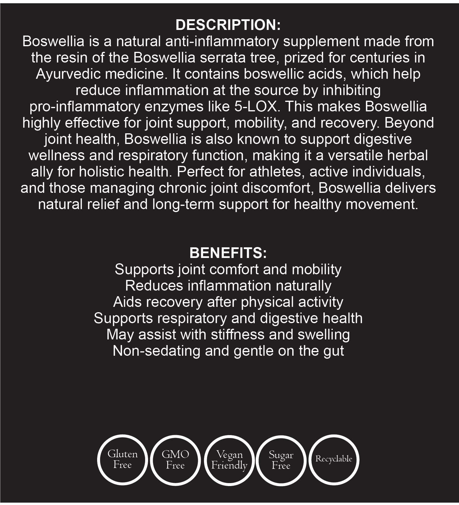 Boswellia Extract - 500mg 60 Caps - Image 3