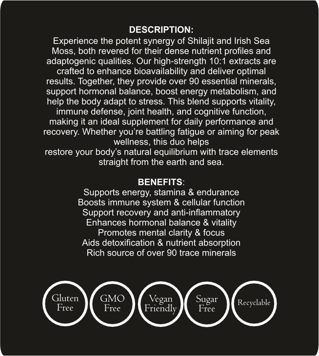 Shilajit+ (Irish Sea Moss) Extract 10:1 - 800mg 60 Caps - Image 3